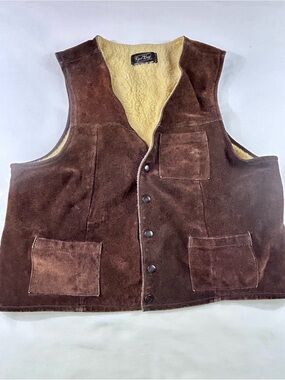 Vintage 70s Leather Parka Vest Size M Mens Joo-Kay Tan
